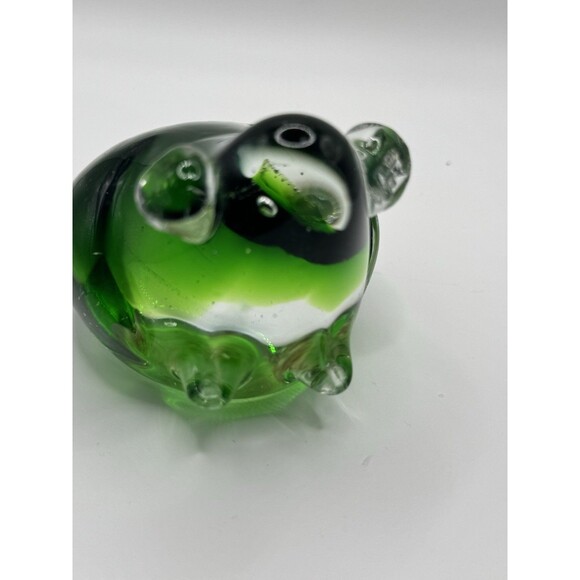 Murano Style Frog And Turtle Paperweight Set Green Hand Blown Art Glass - Picture 11 of 14